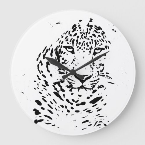 Leopard Face Close_Up 3 Large Clock