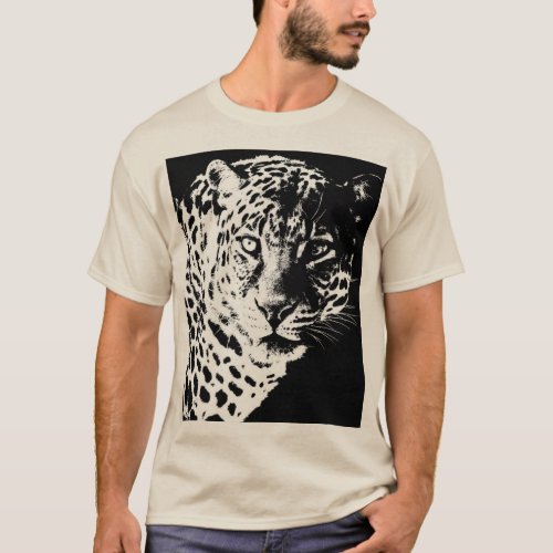Leopard Face Elegant Pop Art Animals Mens T_Shirt