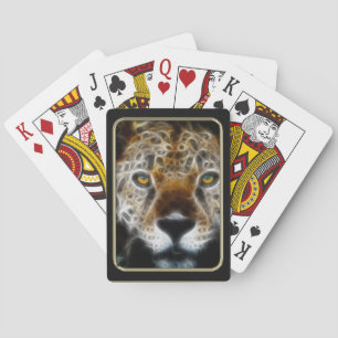 Leopard Face Fractal Art Playing Cards