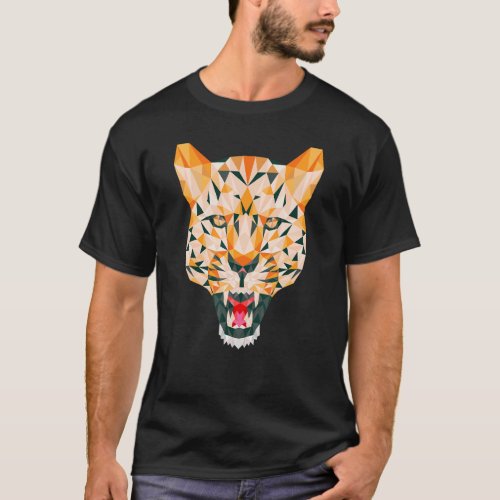 Leopard Face Geometric Wildlife Graphic Animal   T_Shirt
