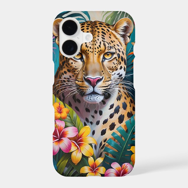 Leopard face in flowers iphone case (Back)