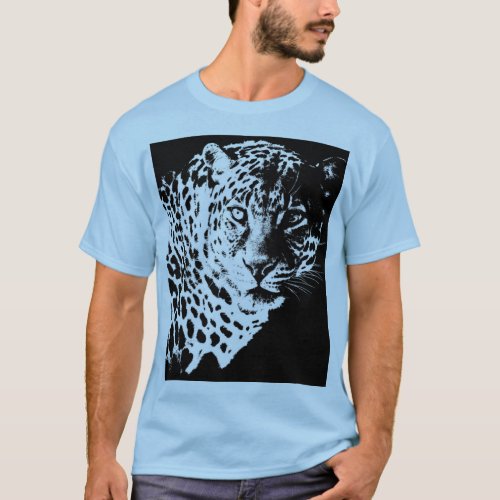 Leopard Face Modern Pop Art Animals Template Mens T_Shirt