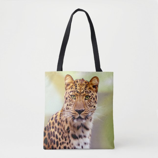 Leopard Face Photograph Tote Bag (Front)