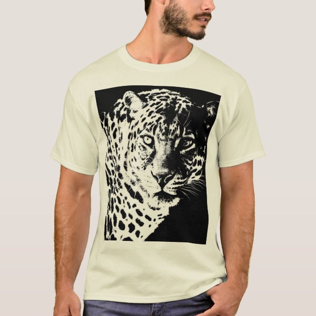 Leopard Face Pop Art Template Elegant Modern Men's T-Shirt (Front)