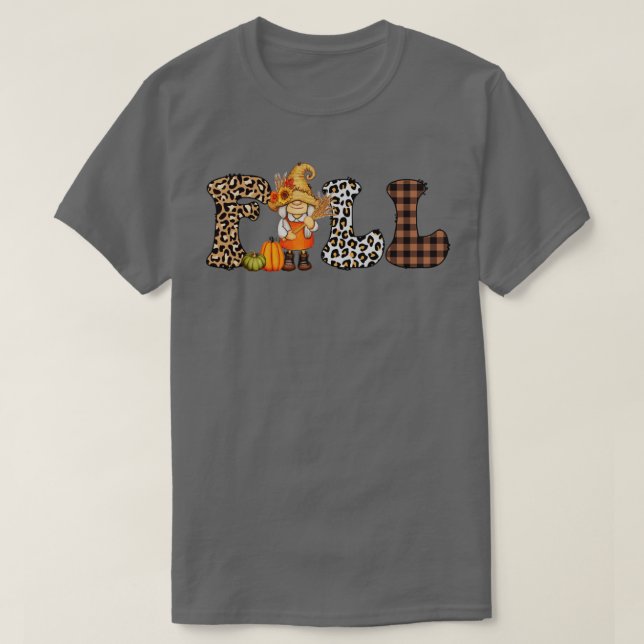 Leopard Fall Cute Gnomes Thanksgiving Gifts For Wo T-Shirt (Design Front)