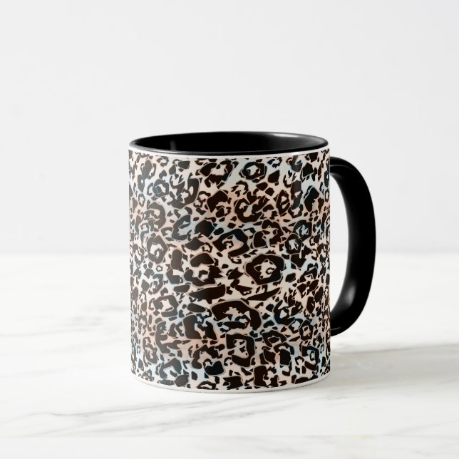 leopard, fashionable, spotted, brown, beige, skin, mug (Front Right)