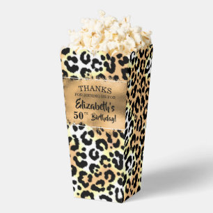 Leopard Faux Foil Popcorn Favor Boxes