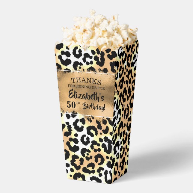 Leopard Faux Foil Popcorn Favor Boxes (Popped)