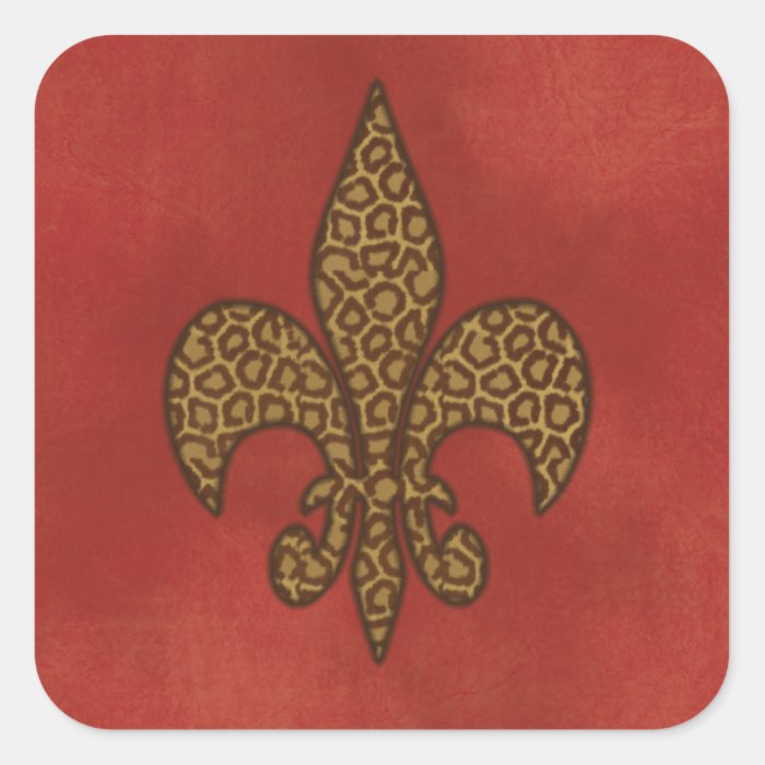 Leopard fleur de lis square sticker