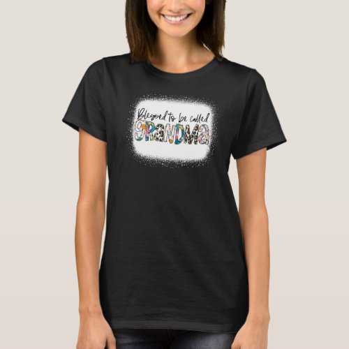 Leopard Floral Blessed To Be Called Grandma Mother T_Shirt