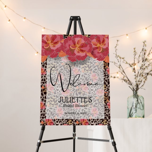 Leopard Floral Bridal Shower Foam Board (In Situ (Stand))