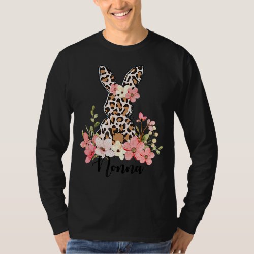 Leopard Floral Happy Easter Bunny Nonna Eggs Sprin T_Shirt
