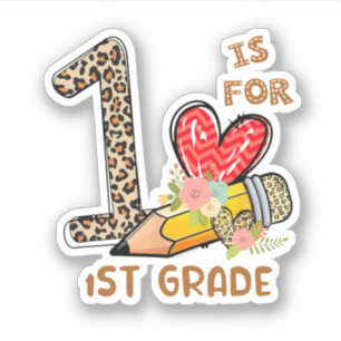 Leopard Flowers 1St Grade Sticker