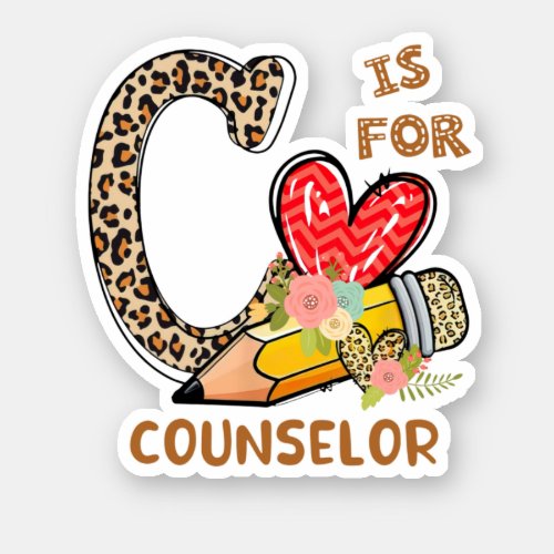 Leopard Flowers Counselor Back To School Sticker