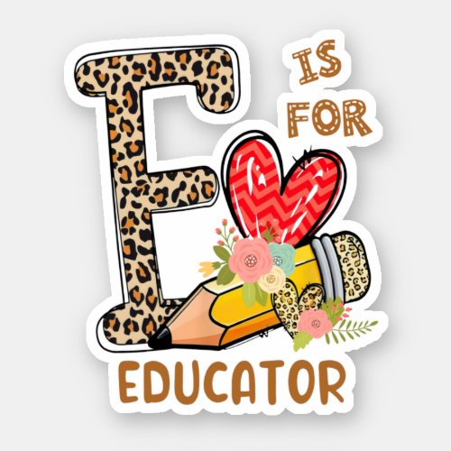 Leopard Flowers Educator Back To School Sticker