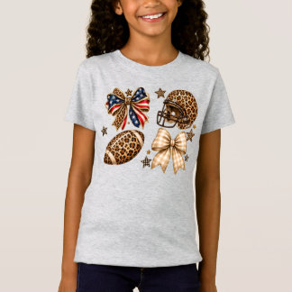 Leopard Football Coquette Bundle USA Bow Game Day T-Shirt