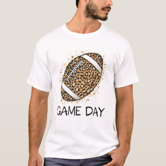Leopard Football Mom Game T-Shirt