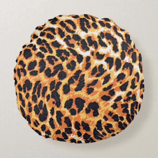 leopard fur as backgroundleopard,pattern,print,ski round pillow (Front)