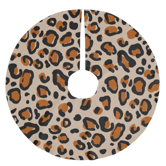 Leopard fur design, seamless pattern. brushed polyester tree skirt (Front)