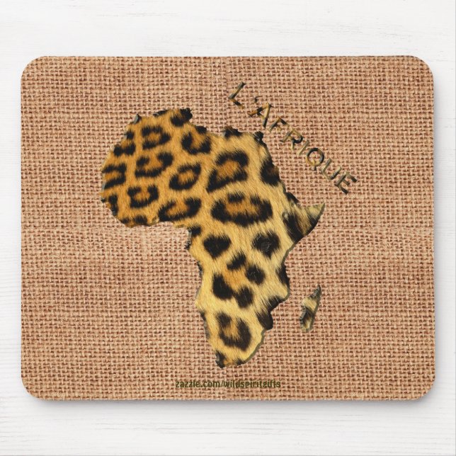 Leopard Fur Map of AFRICA Wildlife Series Mouse Pad (Front)