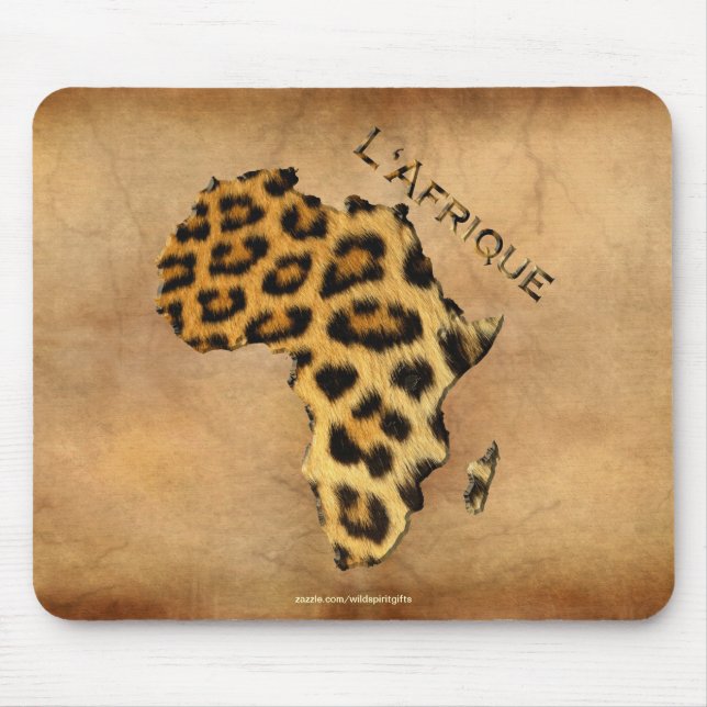 Leopard Fur Map of AFRICA Wildlife Series Mouse Pad (Front)