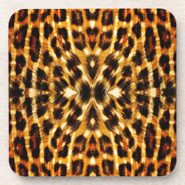 Leopard Fur Pattern Beverage Coaster (Front)