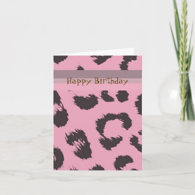 Leopard Fur Pattern Birthday Card (Front)