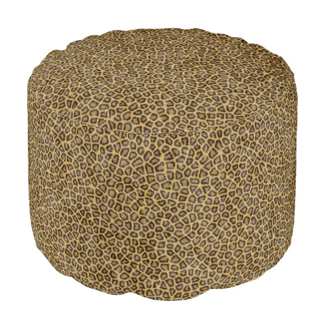 Leopard Fur Pouf (Angled Front)