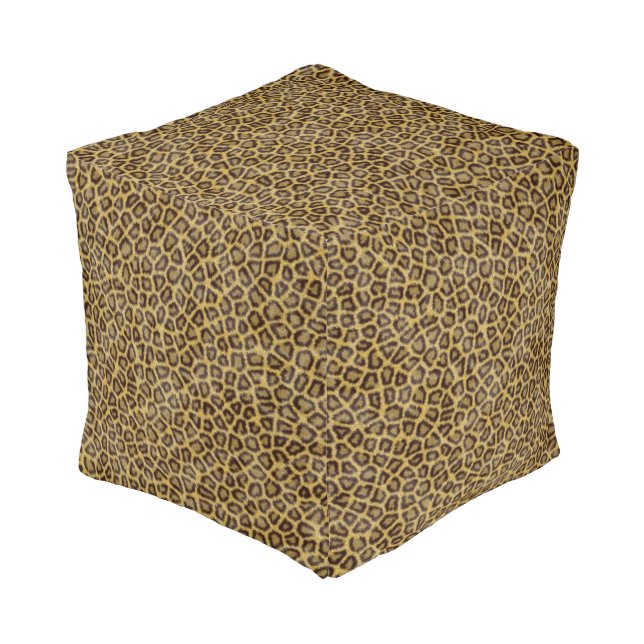 Leopard Fur Pouf (Angled Front)