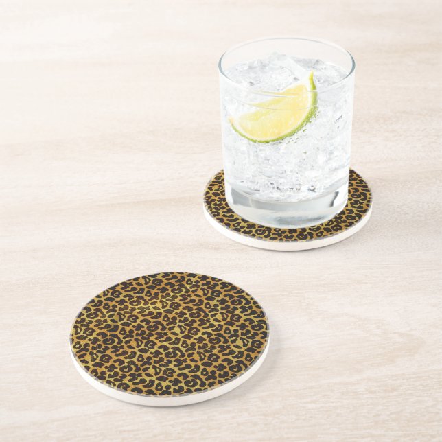Leopard Fur Print Animal Pattern Coaster (Side)