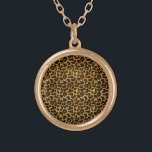 Leopard Fur Print Animal Pattern Gold Plated Necklace<br><div class="desc">This trendy necklace features a splotched leopard print pattern with black animal spots on an orange-yellow-gold fur background. Bring out the wild cat in you with this cool feline design. It's the perfect bold,  original look for animal lovers. Check our shop for matching items.</div>