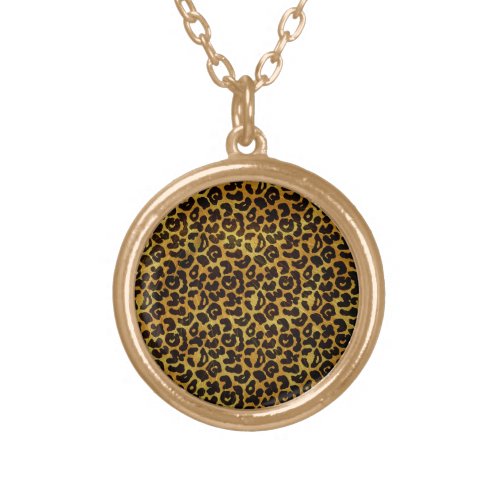 Leopard Fur Print Animal Pattern Gold Plated Necklace