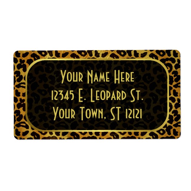 Leopard Fur Print Animal Pattern Label (Front)