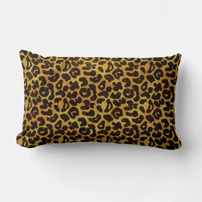 Leopard Fur Print Animal Pattern Lumbar Pillow (Front)