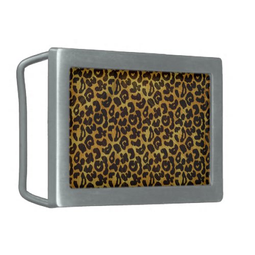 Leopard Fur Print Animal Pattern Rectangular Belt Buckle