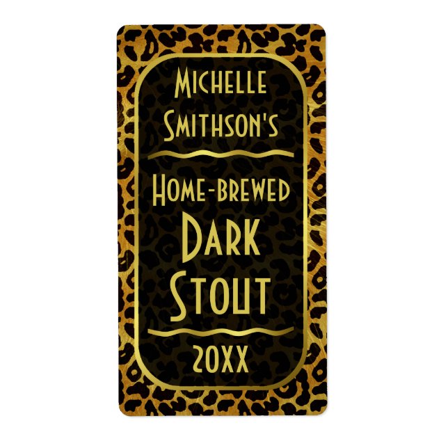 Leopard Fur Print Customizable Beer Brewer Label (Front)
