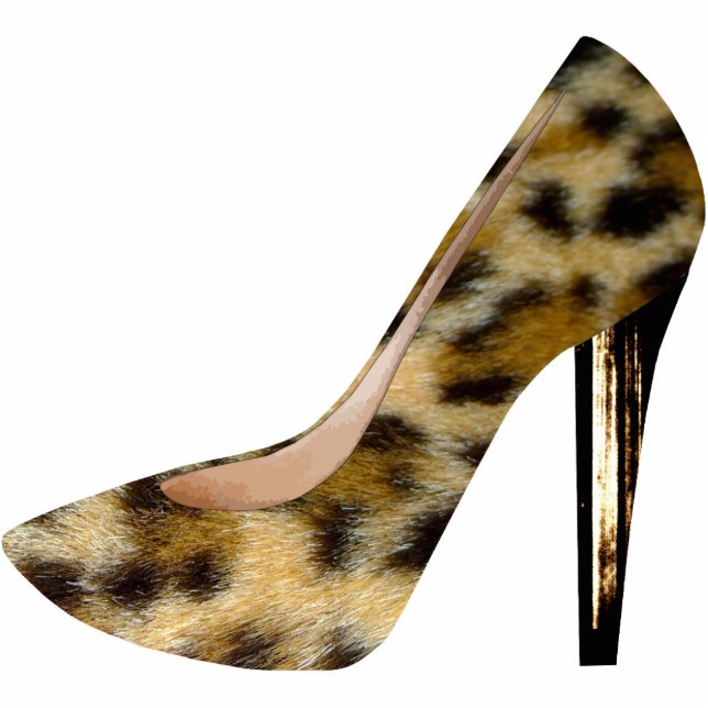 Leopard Fur Print High Heel Shoe Fashion Keychain (Front)