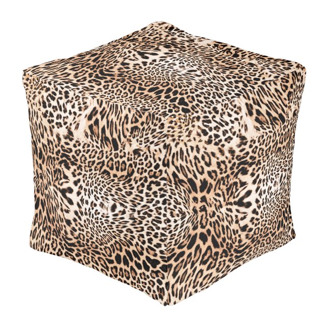 Leopard Fur Print   Pouf (Angled Front)