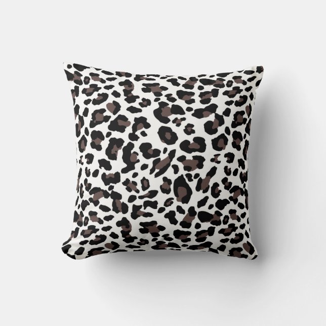Leopard fur print, wildlife big cats, animal spots throw pillow (Front)