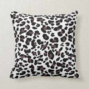 Leopard fur print, wildlife big cats, animal spots throw pillow