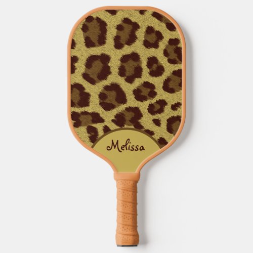 Leopard Fur print with personalization Pickleball Paddle