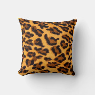 Leopard fur seamless pattern throw pillow