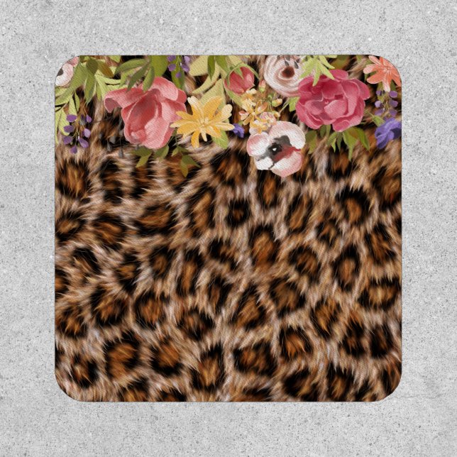 Leopard Fur Spots Jaguar Animal Floral Flower Patch (Front)