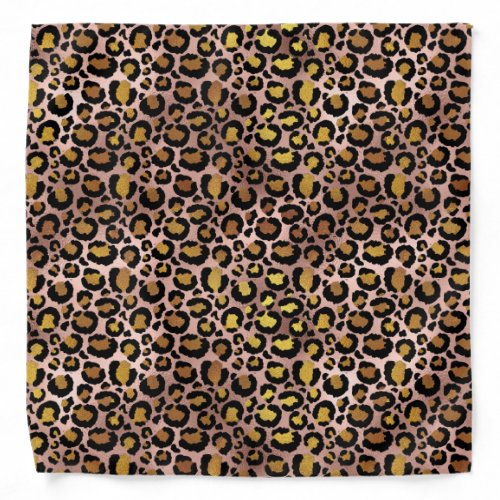 Leopard Fur Spots Rose Gold Metallic Bandana