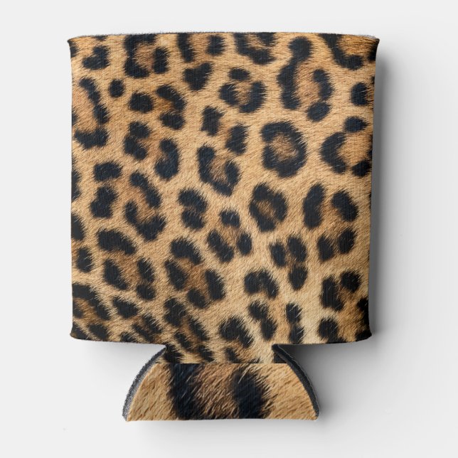 Leopard fur texture, natural pattern. can cooler (Front)