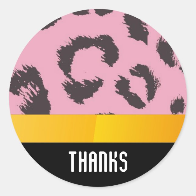 Leopard Fur Thank You Classic Round Sticker (Front)