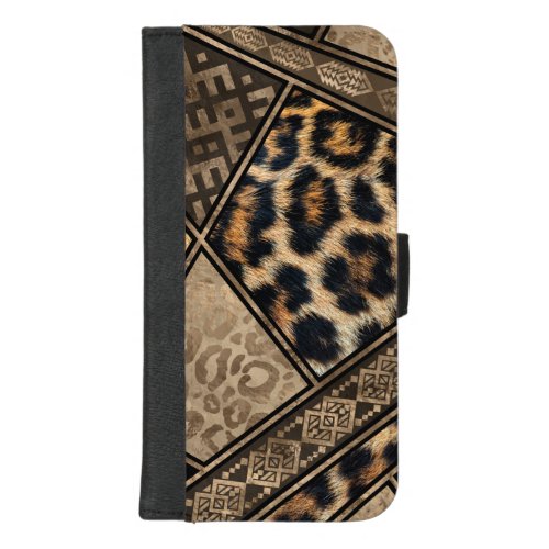 Leopard Fur with Ethnic Ornaments 3 iPhone 87 Plus Wallet Case