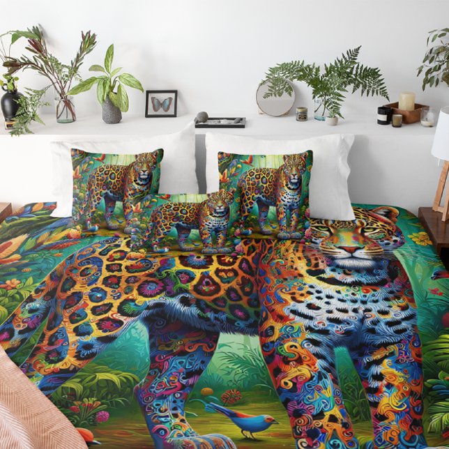 Leopard Gaze: Tropical Majesty in Motion Duvet Cover (Creator Uploaded)
