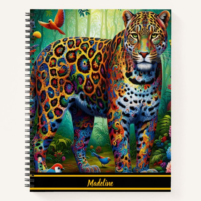 Leopard Gaze: Tropical Majesty in Motion Notebook (Front)