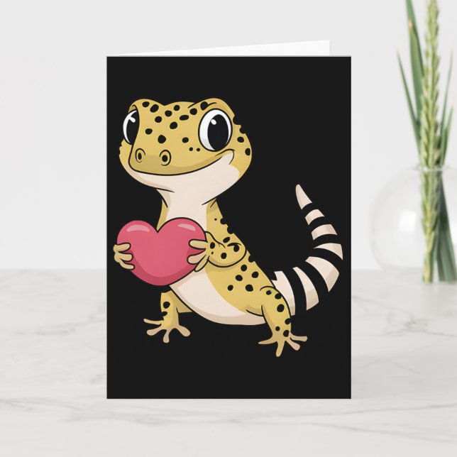 Leopard Gecko Animal Valentine Lovers Reptile  Card (Front)